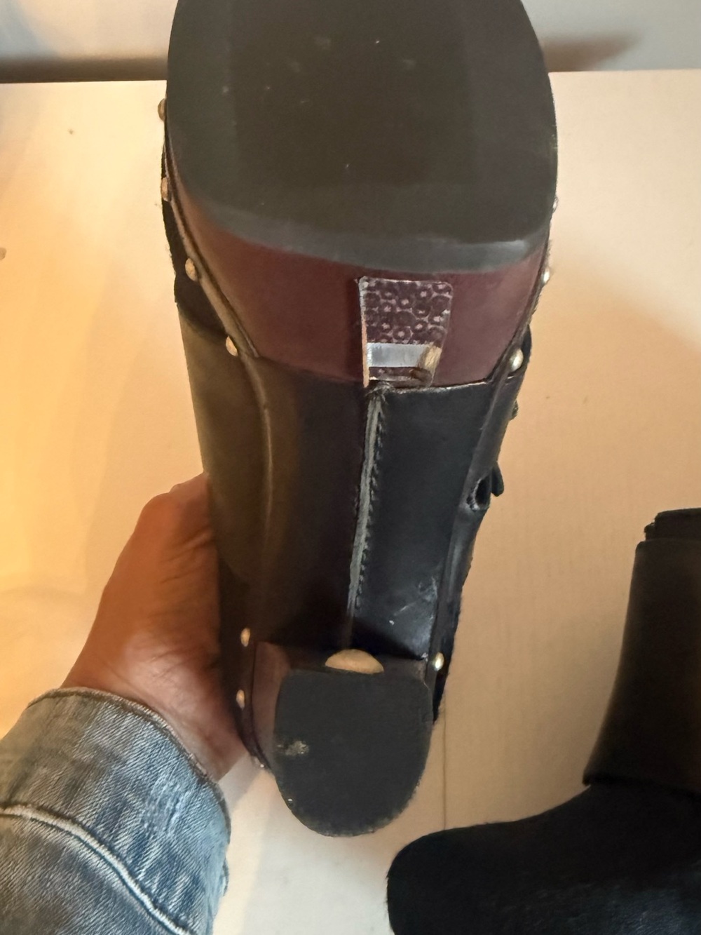 Excellent condition UGG Illana Black Calf Hair Leather Platform Studded Booties
